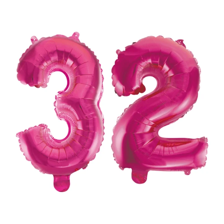 Folieballon 32 jaar roze 86cm