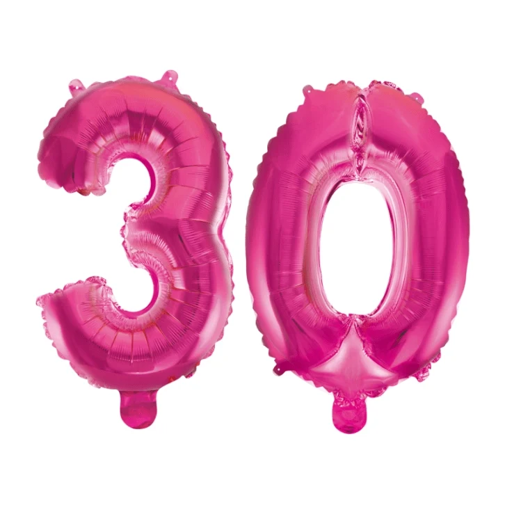 Folieballon 30 jaar roze 86cm