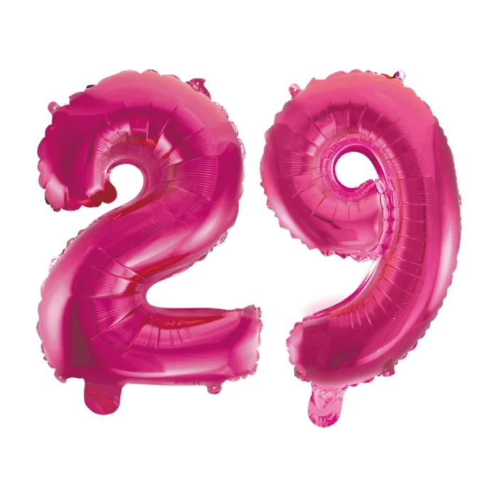 Folieballon 29 jaar roze 41cm
