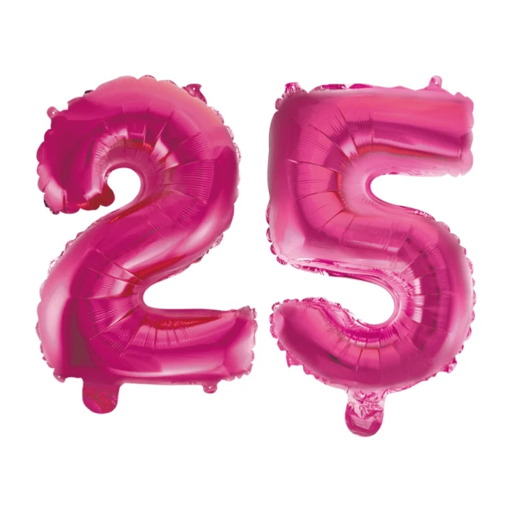 Folieballon 25 jaar roze 41cm