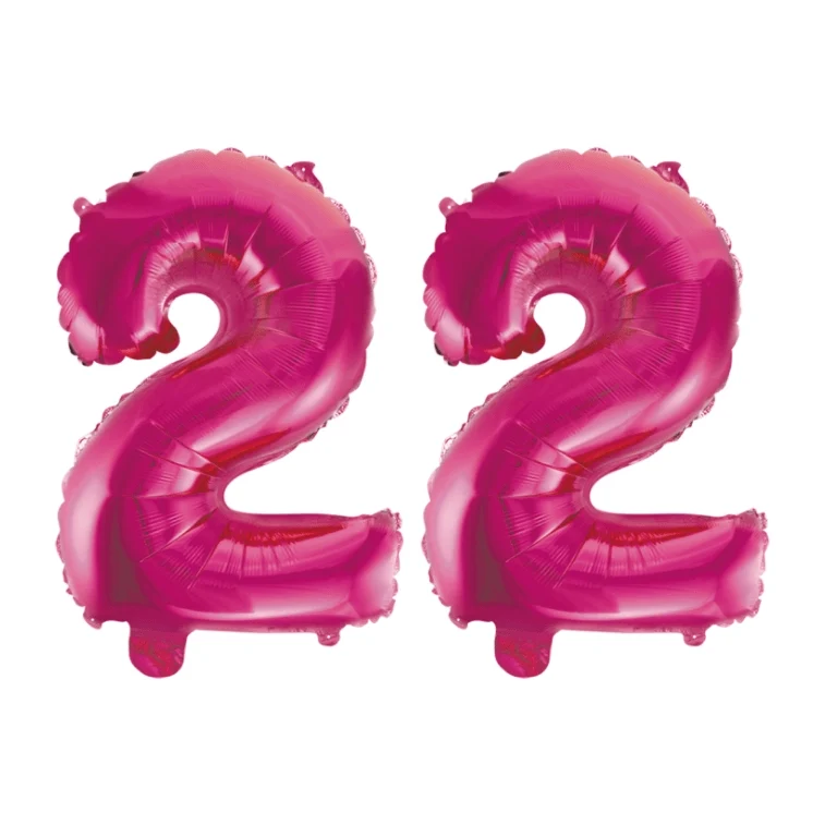 Folieballon 22 jaar roze 41cm