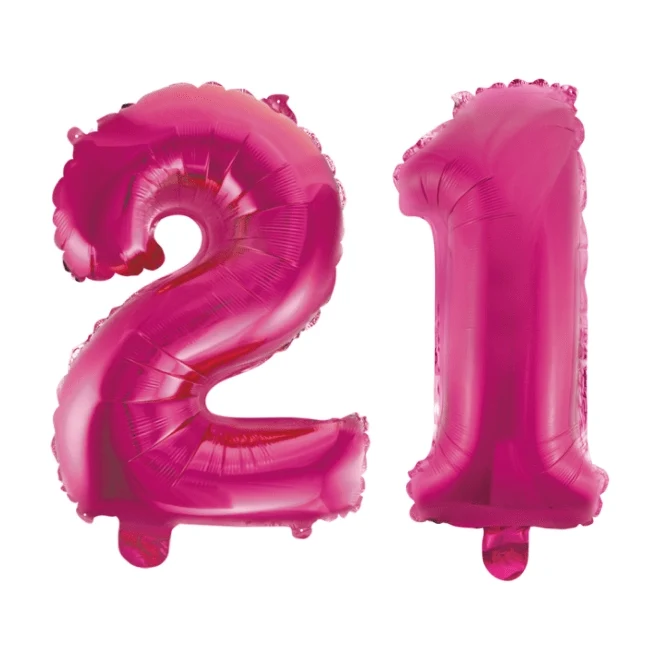 Folieballon 21 jaar roze 86cm