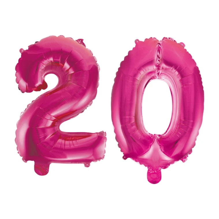 Folieballon 20 jaar roze 86cm