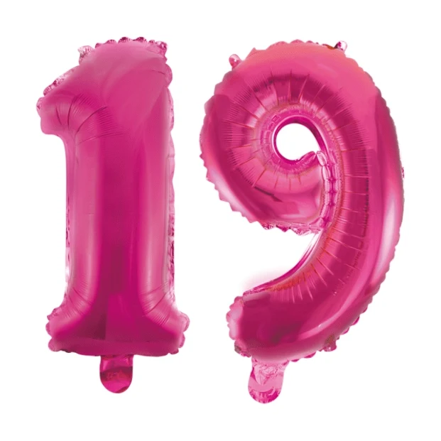 Folieballon 19 jaar roze 86cm