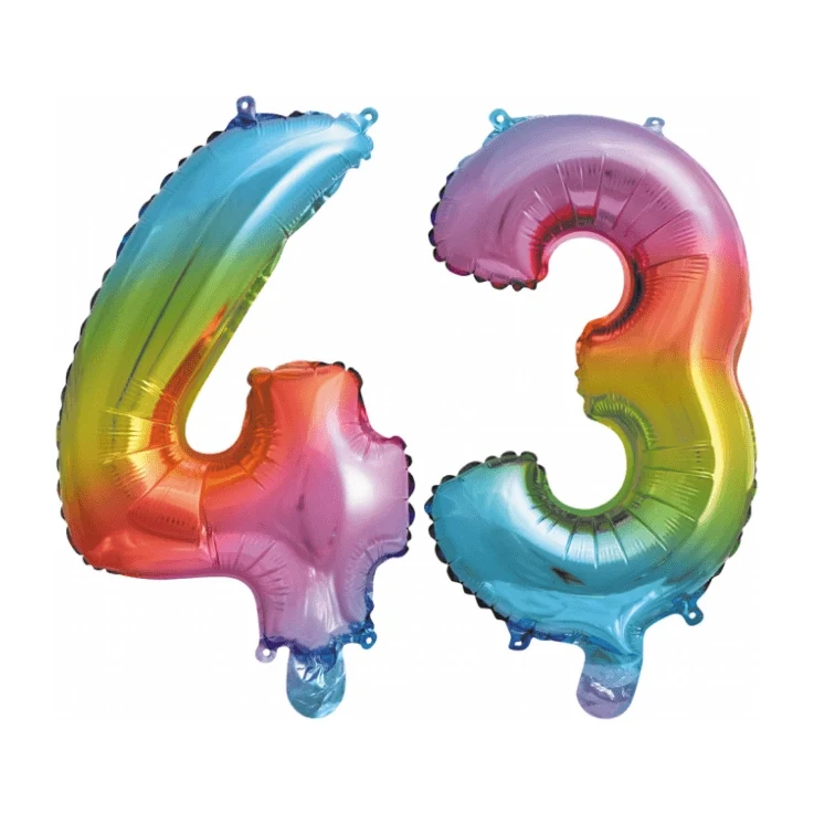 Folieballon 43 jaar Regenboog 41cm
