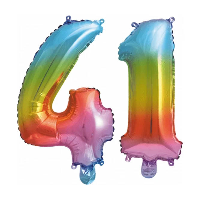 Folieballon 41 jaar Regenboog 86cm