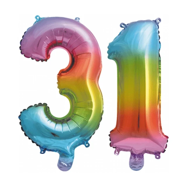 Folieballon 31 jaar Regenboog 41cm
