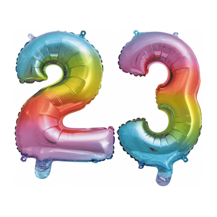 Folieballon 23 jaar Regenboog 41cm