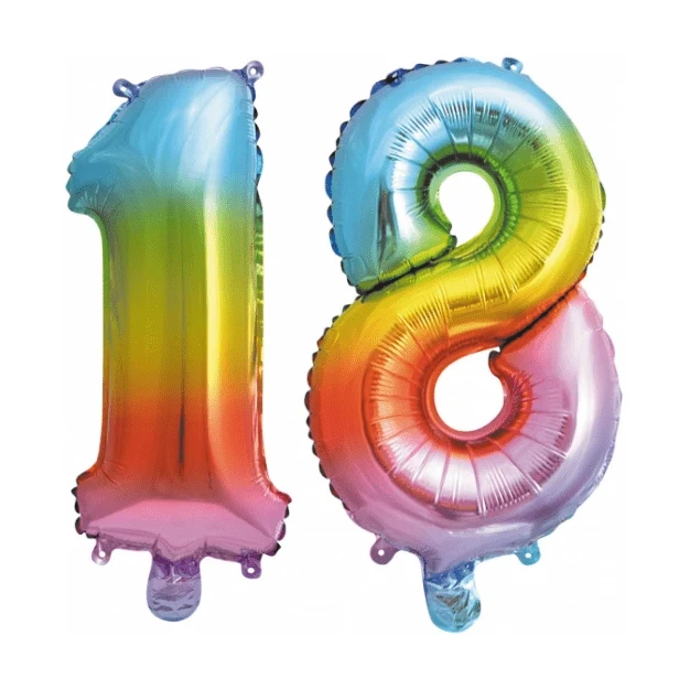Folieballon 18 jaar Regenboog 86cm