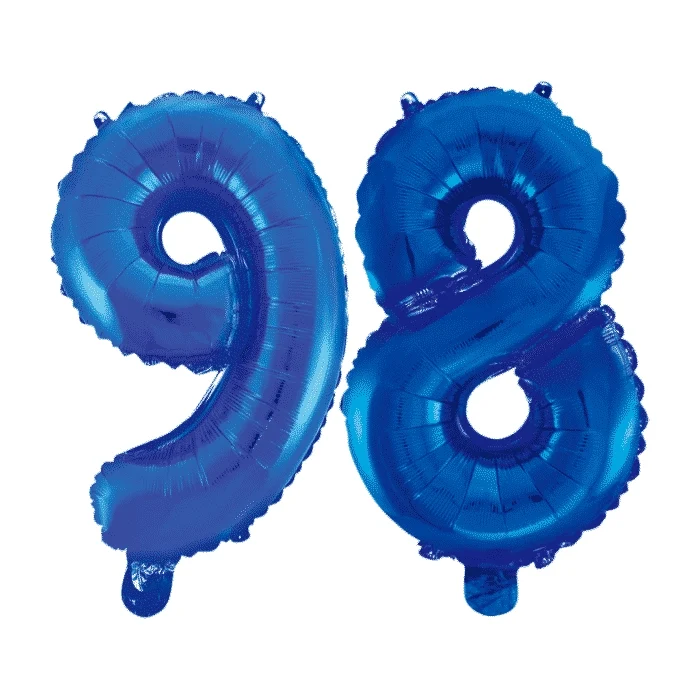 Folieballon 98 jaar blauw 41cm