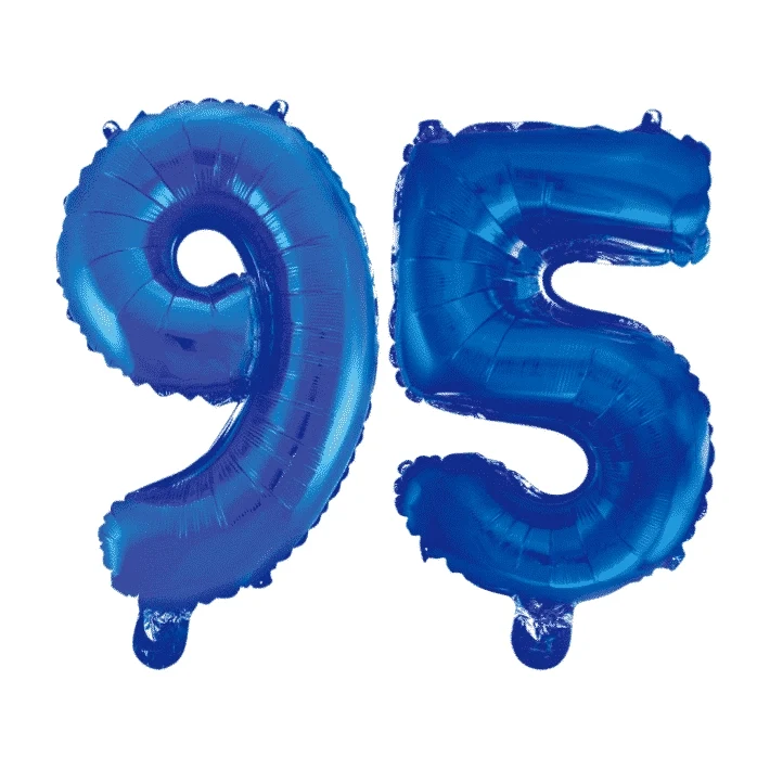 Folieballon 95 jaar blauw 86cm