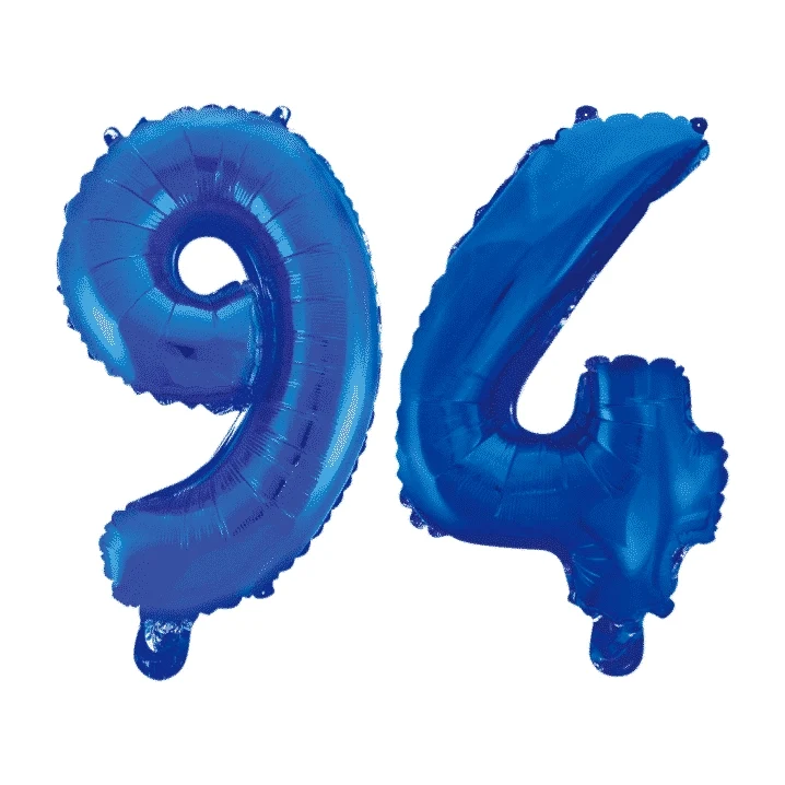 Folieballon 94 jaar blauw 41cm
