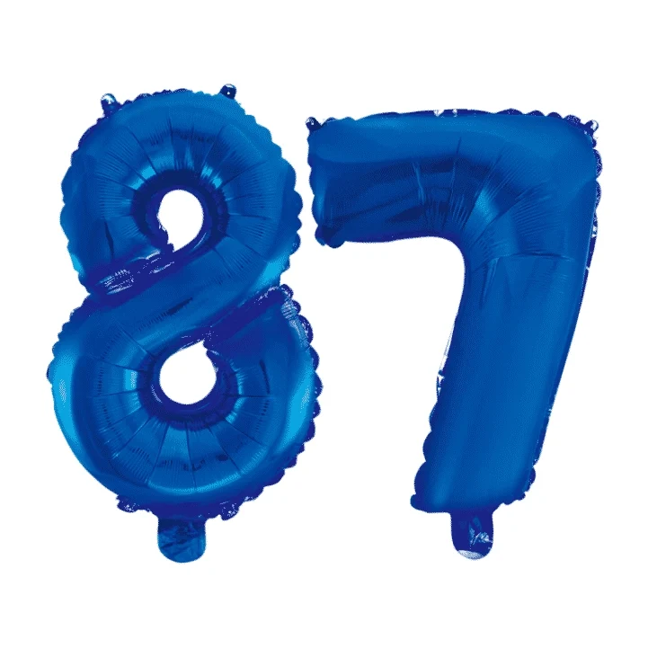 Folieballon 87 jaar blauw 41cm