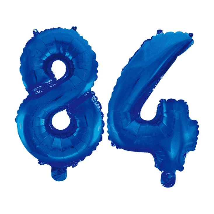 Folieballon 84 jaar blauw 41cm