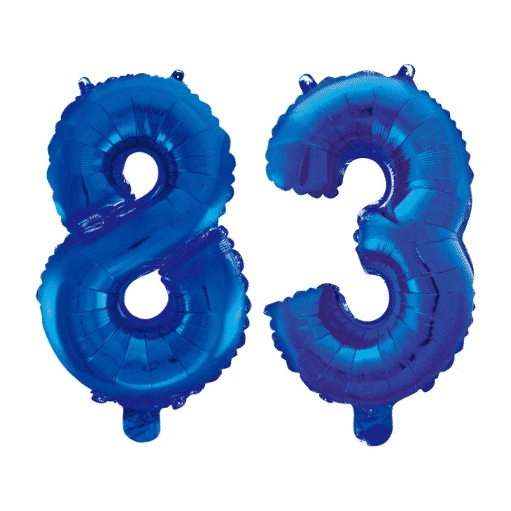 Folieballon 83 jaar blauw 86cm