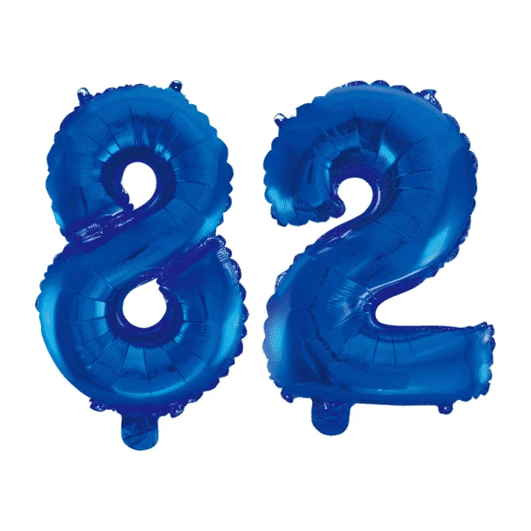 Folieballon 82 jaar blauw 86cm