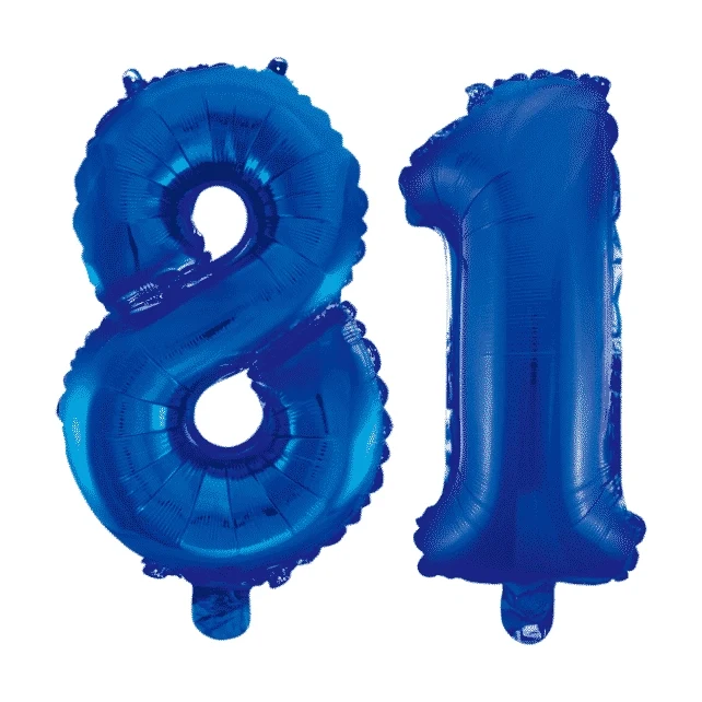 Folieballon 81 jaar blauw 41cm