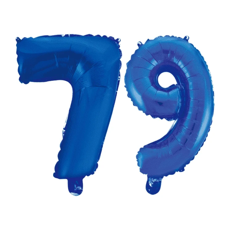 Folieballon 79 jaar blauw 86cm