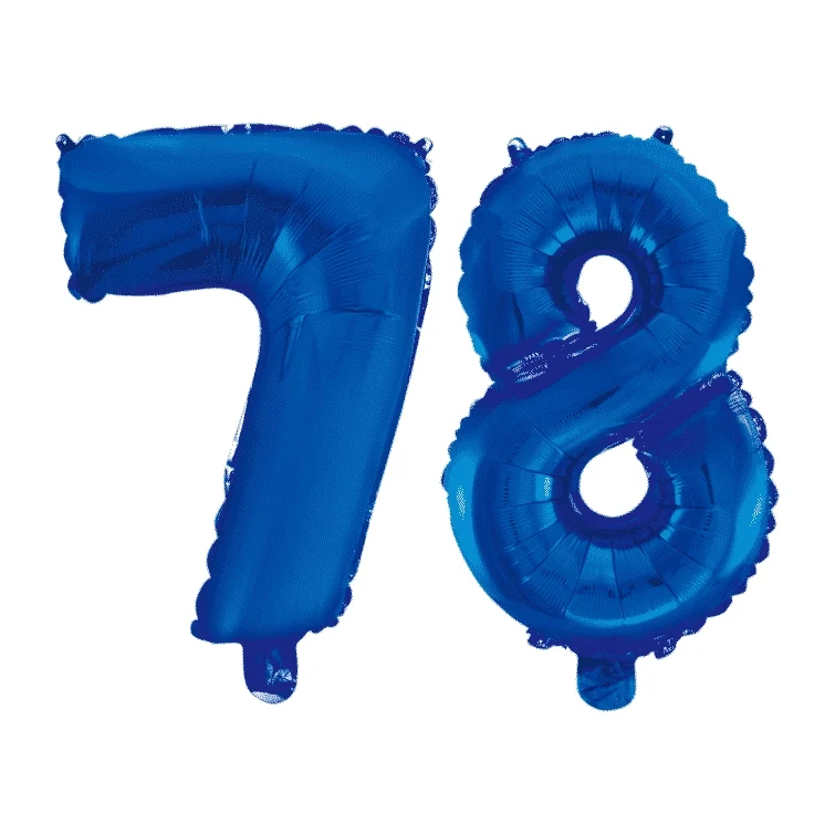 Folieballon 78 jaar blauw 86cm