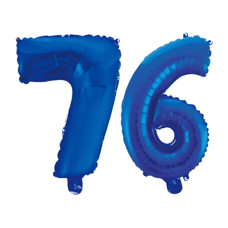 Folieballon 76 jaar blauw 41cm