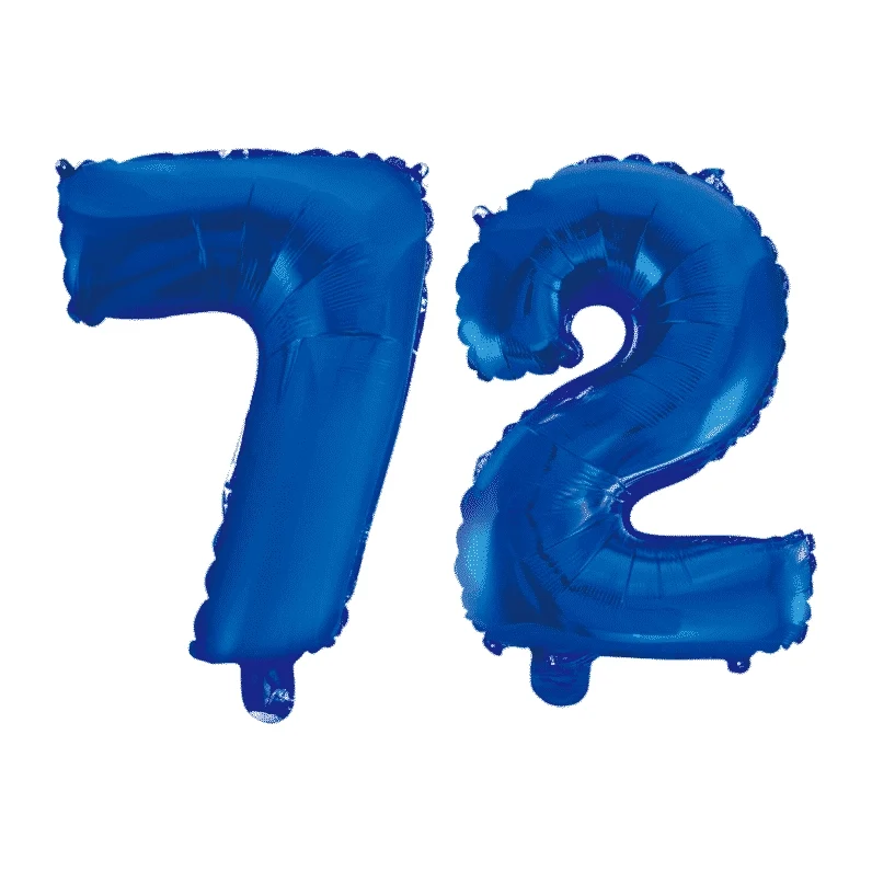 Folieballon 72 jaar blauw 41cm