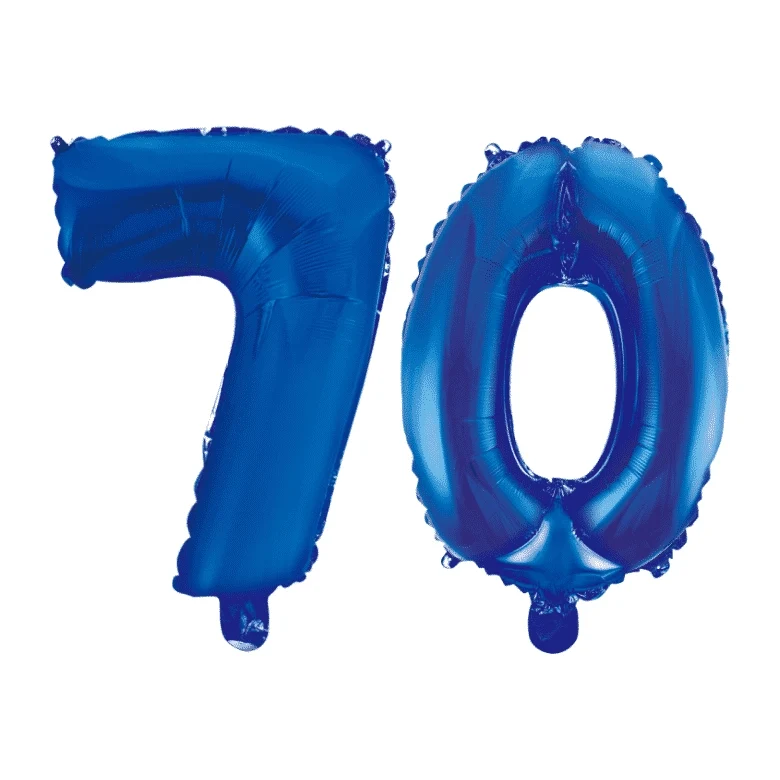 Folieballon 70 jaar blauw 86cm