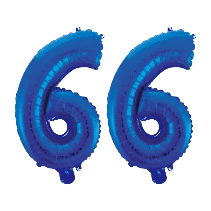 Folieballon 66 jaar blauw 41cm