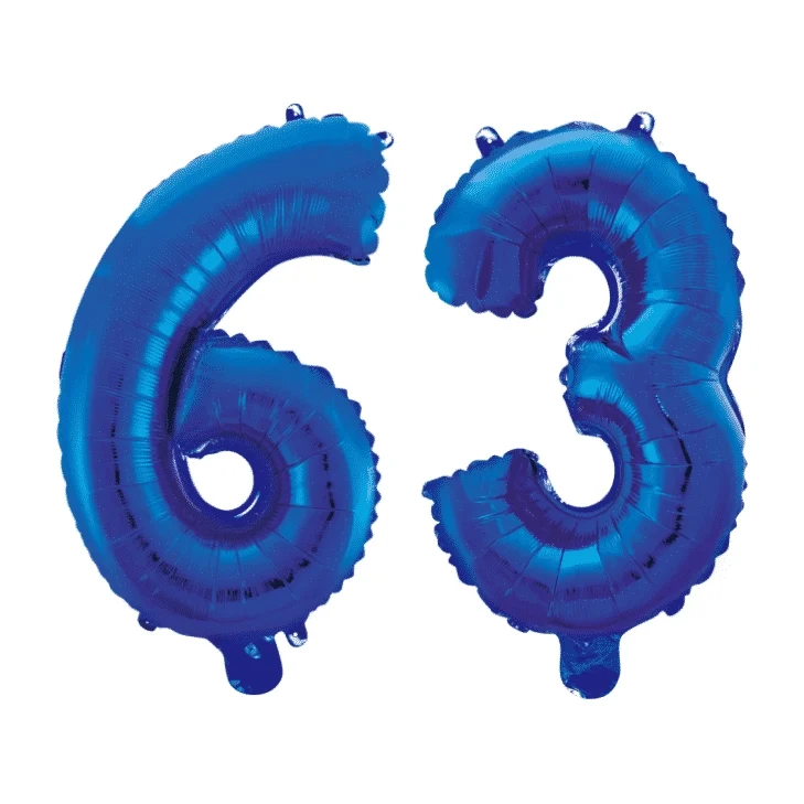 Folieballon 63 jaar blauw 41cm