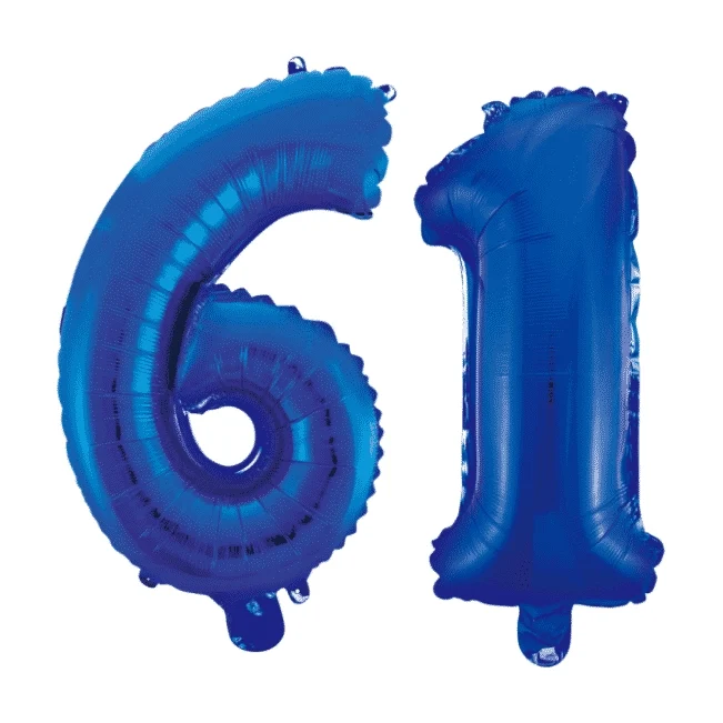 Folieballon 61 jaar blauw 41cm