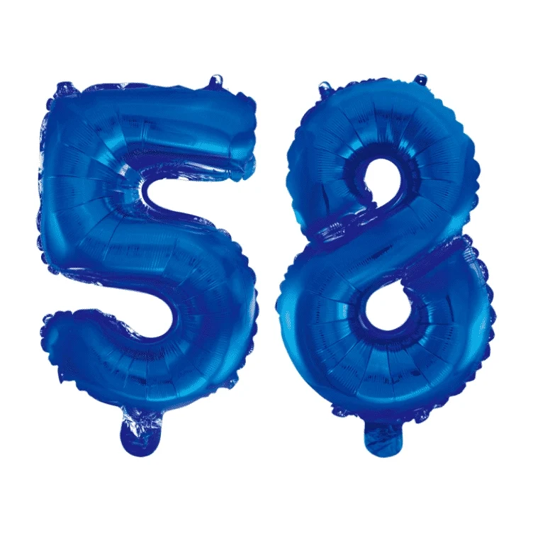 Folieballon 58 jaar blauw 41cm