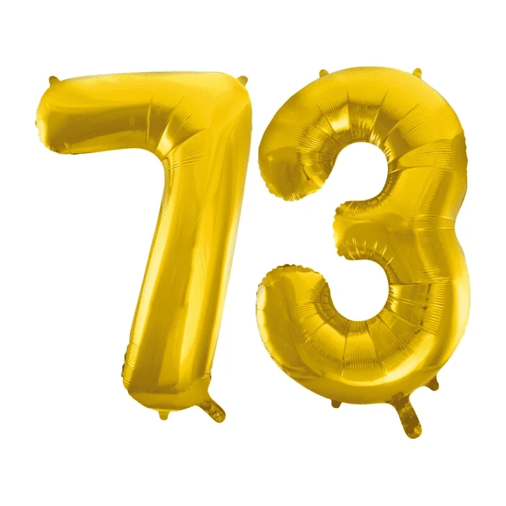 Folieballon 73 jaar Goud 86cm