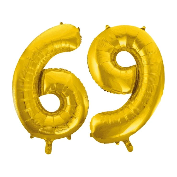 Folieballon 69 jaar Goud 86cm