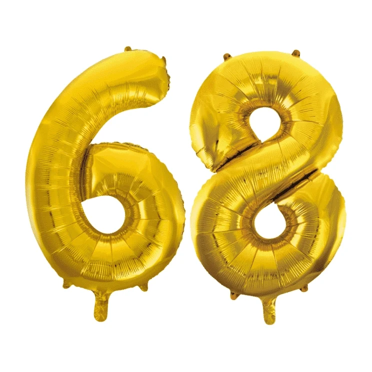 Folieballon 68 jaar Goud 86cm