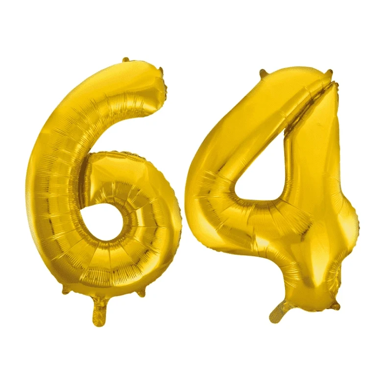 Folieballon 64 jaar Goud 86cm