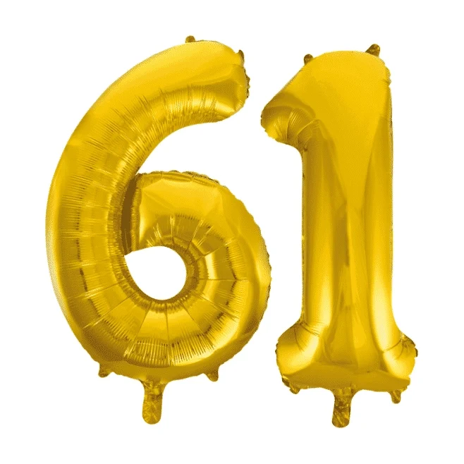 Folieballon 61 jaar Goud 86cm