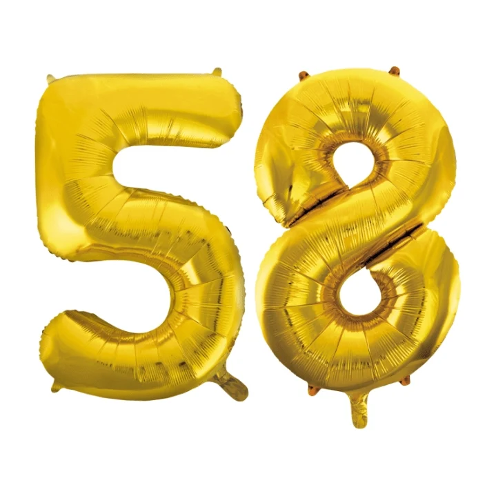 Folieballon 58 jaar Goud 86cm