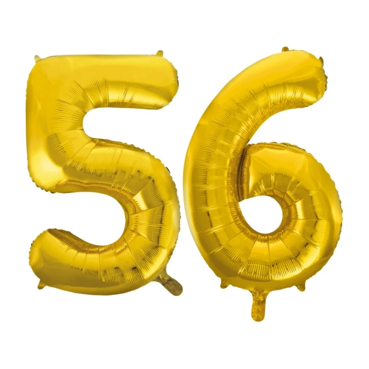Folieballon 56 jaar Goud 86cm