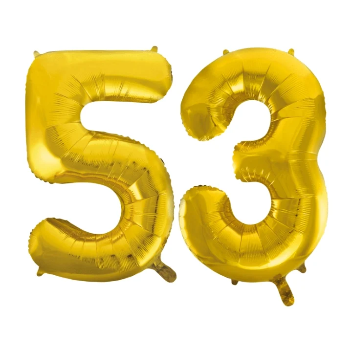 Folieballon 53 jaar Goud 86cm