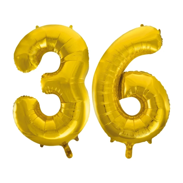 Folieballon 36 jaar Goud 86cm