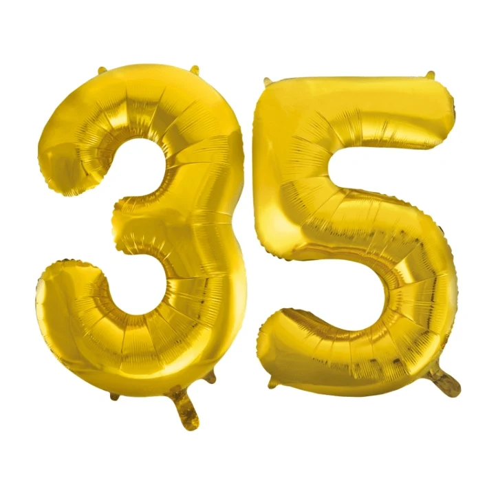 Folieballon 35 jaar Goud 86cm