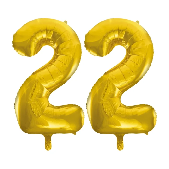 Folieballon 22 jaar Goud 86cm