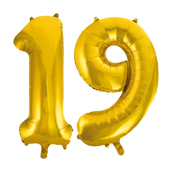 Folieballon 19 jaar Goud 86cm