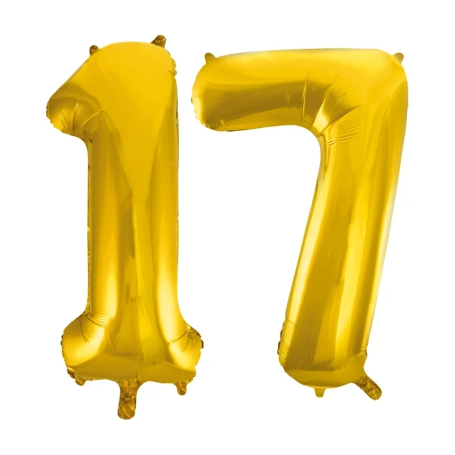 Folieballon 17 jaar Goud 86cm