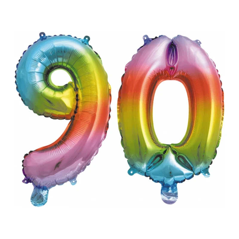 Folieballon 90 jaar Regenboog 41cm