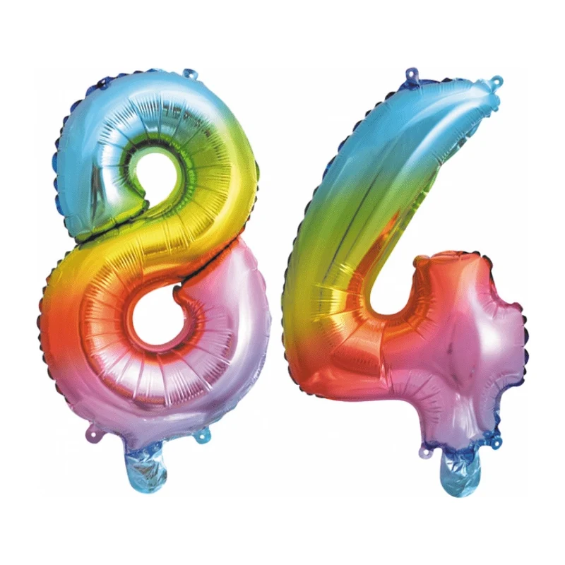 Folieballon 84 jaar Regenboog 41cm