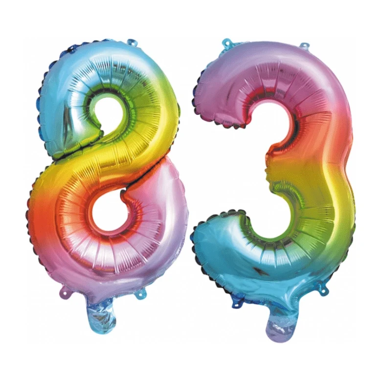 Folieballon 83 jaar Regenboog 41cm