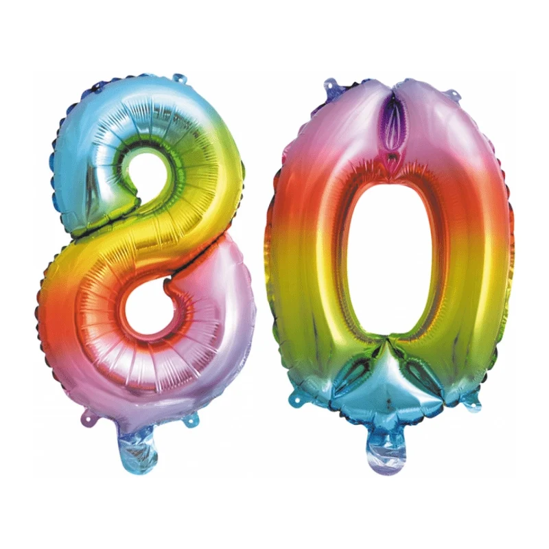 Folieballon 80 jaar Regenboog 41cm