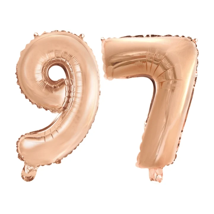 Folieballon 97 jaar Rosé Goud 41cm