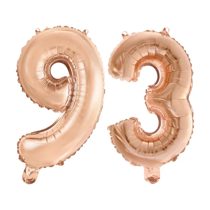 Folieballon 93 jaar Rosé Goud 41cm