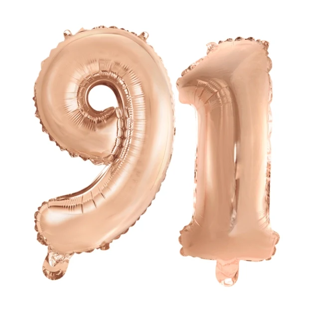 Folieballon 91 jaar Rosé Goud 41cm